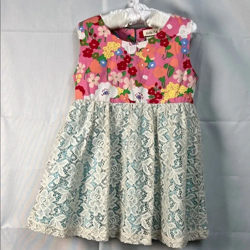 Matilda Jane pink and Aqua blue flamingo Layla dress lace overlay size 2 NWT